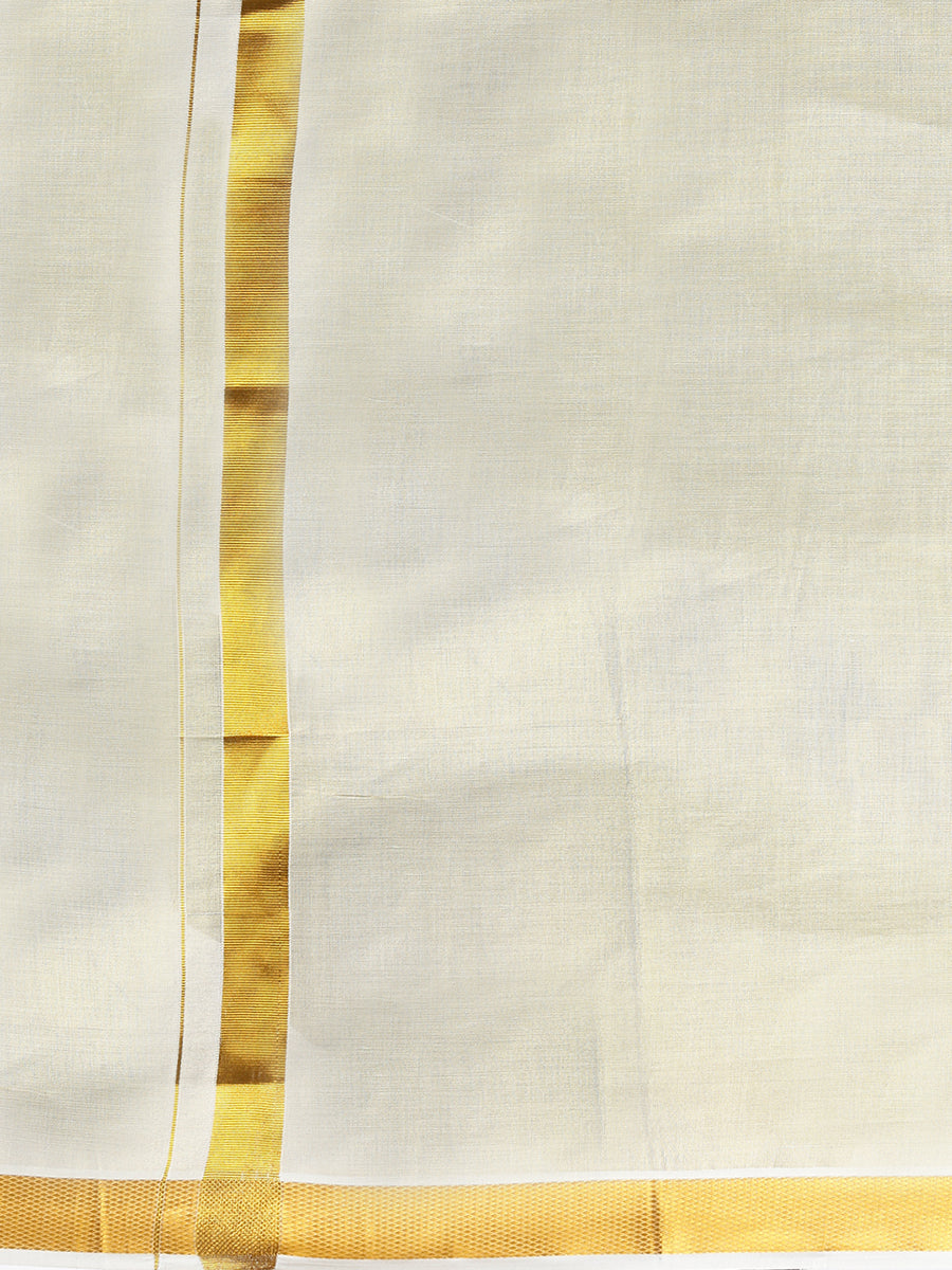 Men Tissue with 1 1/2" Gold Jari Border Single Layer Dhoti Tissue grand