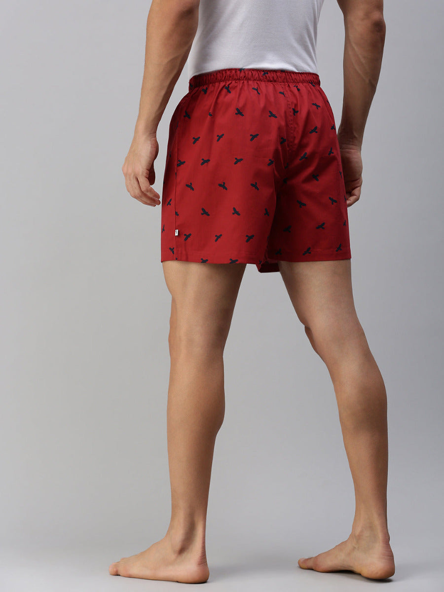 Mens Woven Boxer Shorts Red WS9-Back view