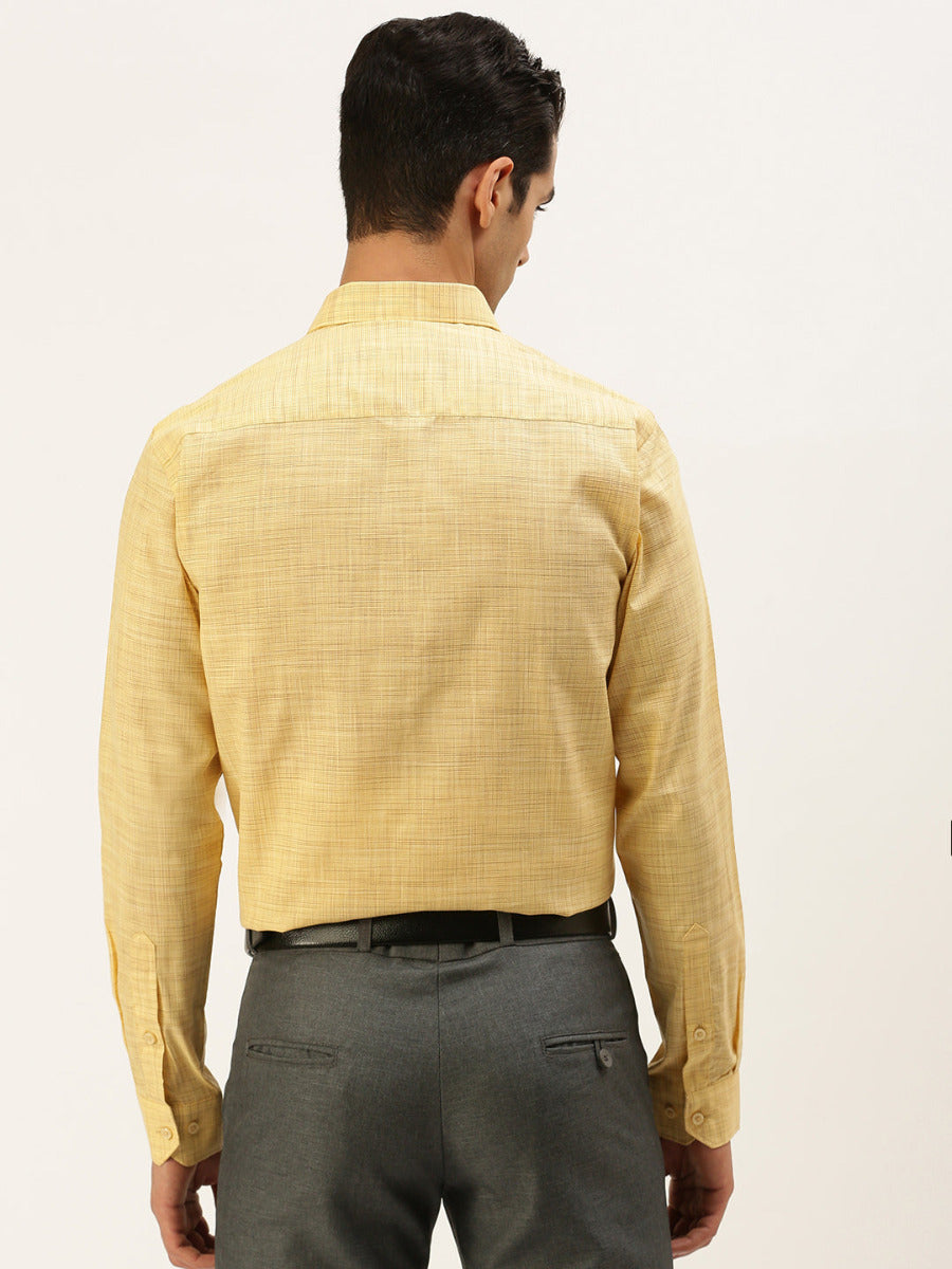 Mens Cotton Blended Formal Shirt Full Sleeves Light Sandal T23 CW2-Back view