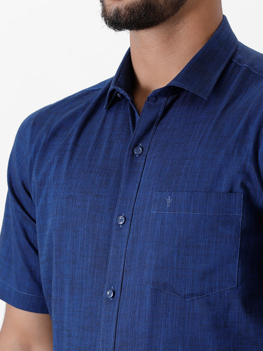 Mens Formal Shirt Half Sleeves Dark Blue CL2 GT20-Zoom view