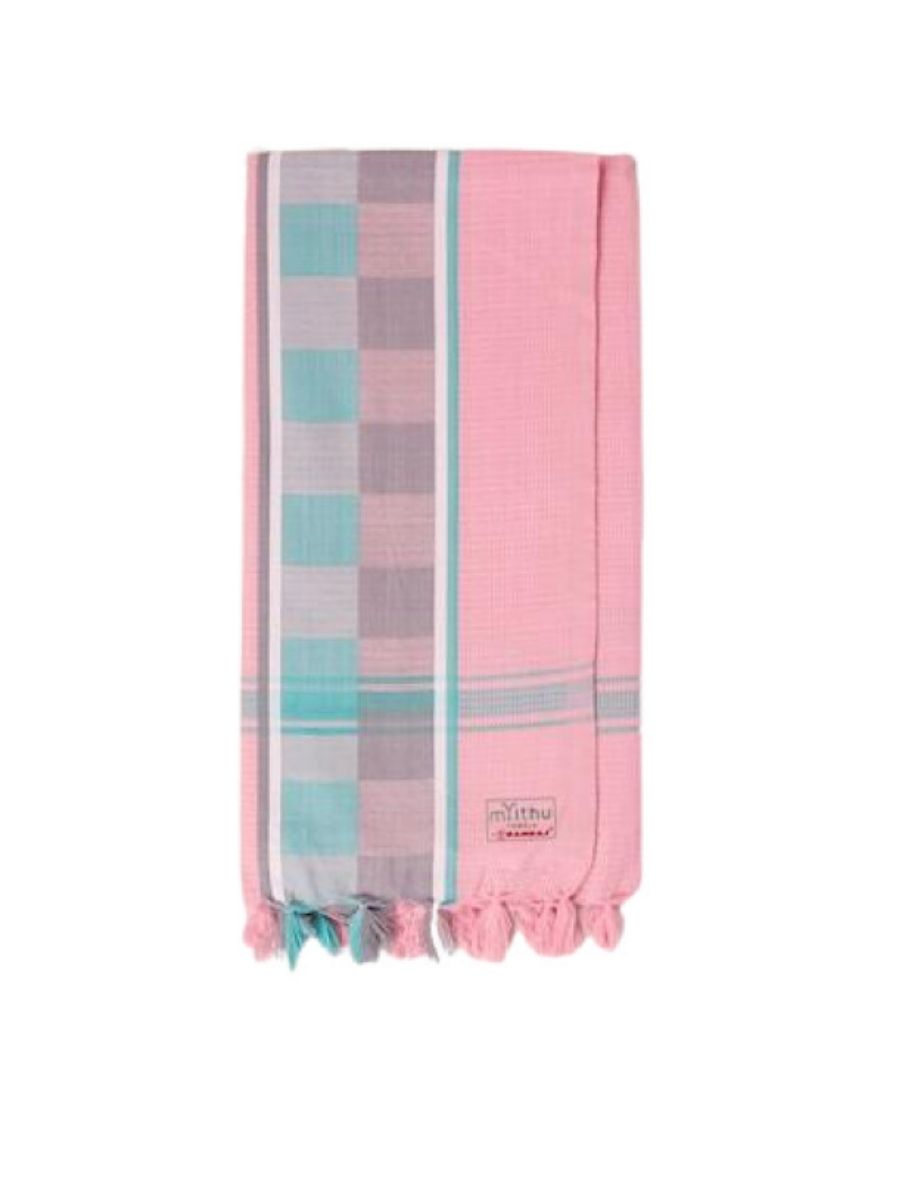 Cotton Colour Bath Towel Honey Dew 103-Pink & green