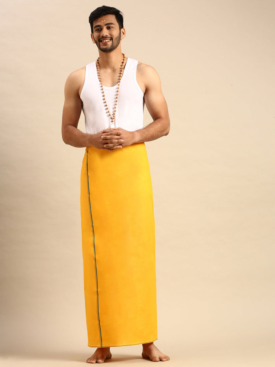 Mens Color Dhoti with Small Border Astra Mango-Front  alternative view