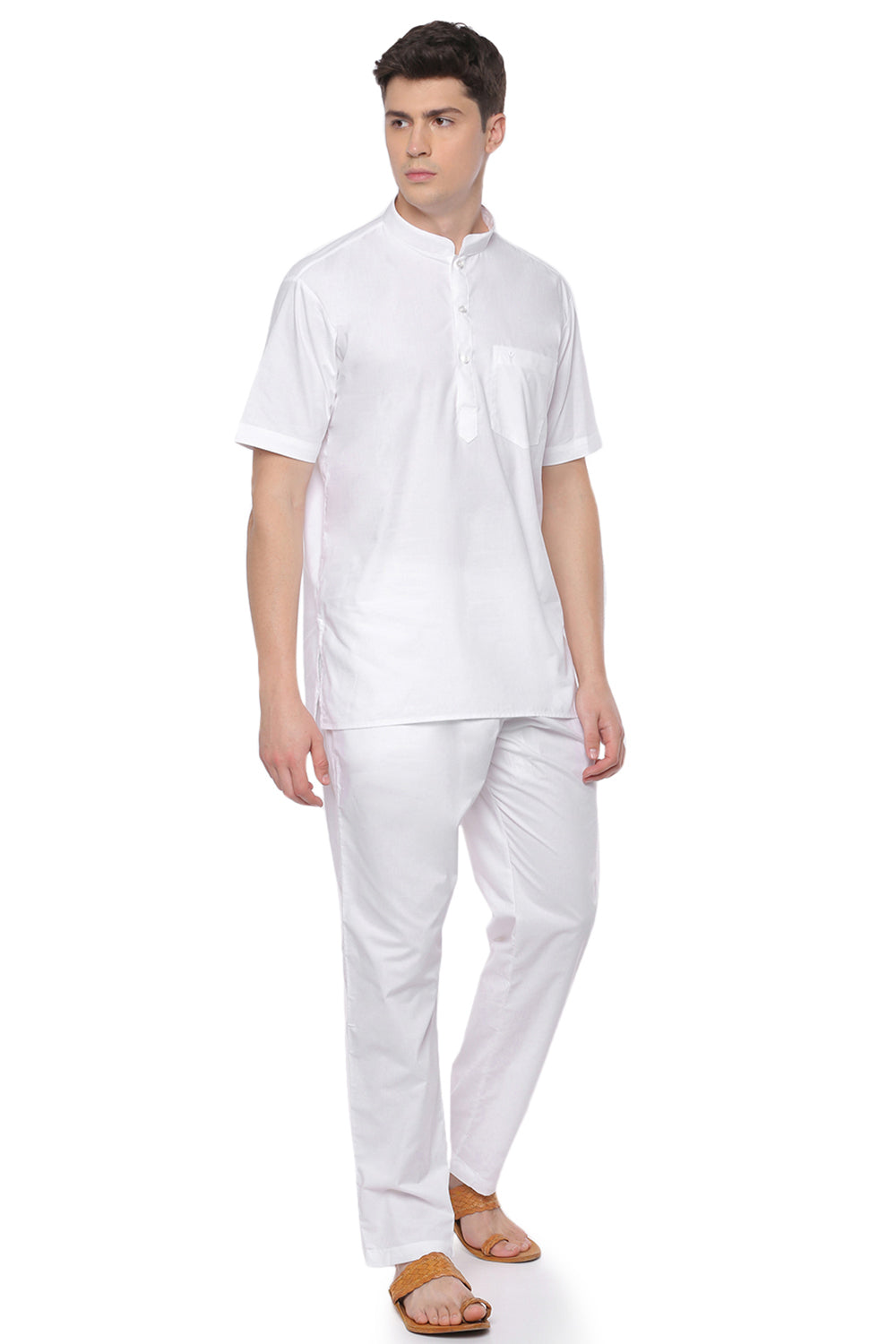Mens Cotton White Pyjama Pant-Full view