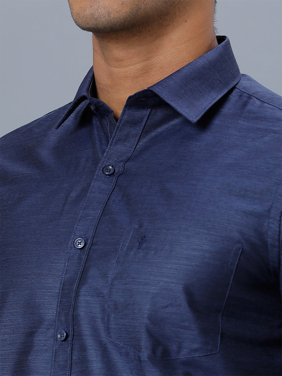 Mens Formal Shirt Full Sleeves Deep Blue T29 TE5-Zoom view