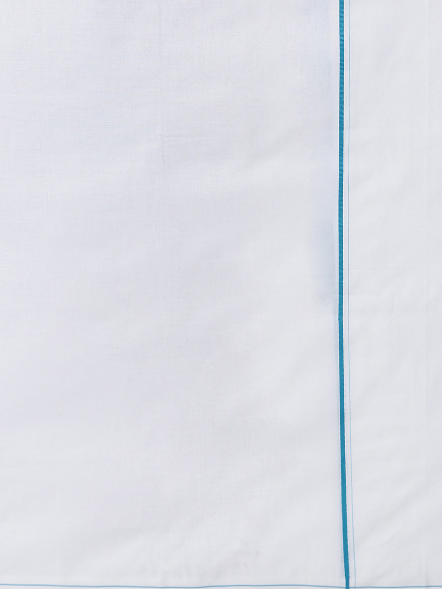 Mens Anti-Viral Double Dhoti with Small Border Pleaseure-Zoomview