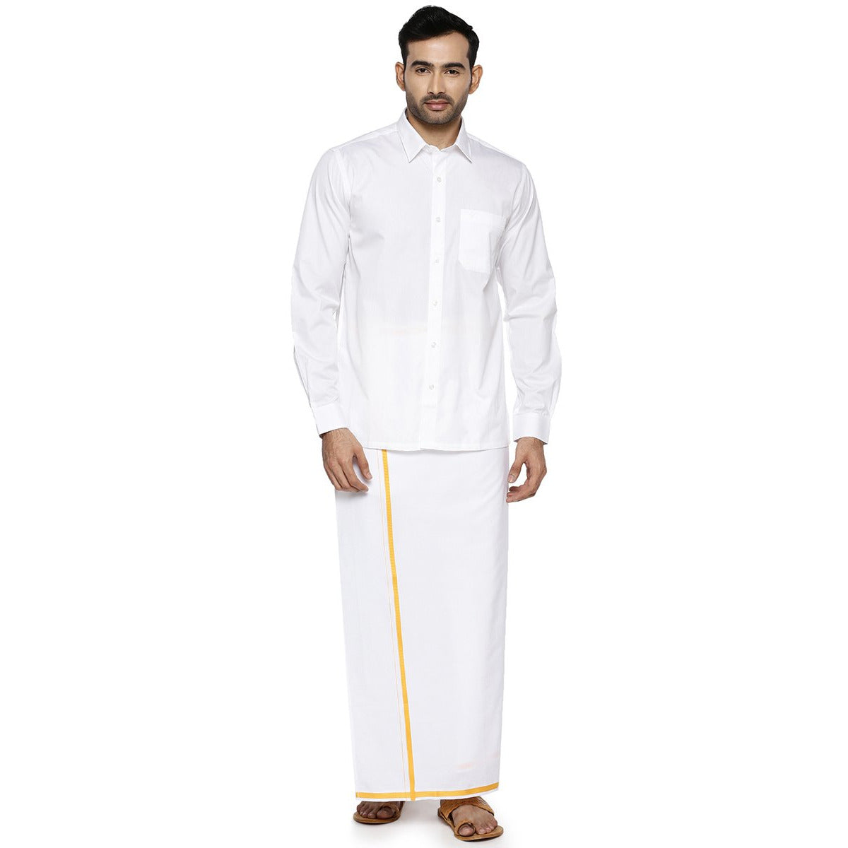 Mens Cotton White Shirt Full Sleeves Royal Cotton-Full view
