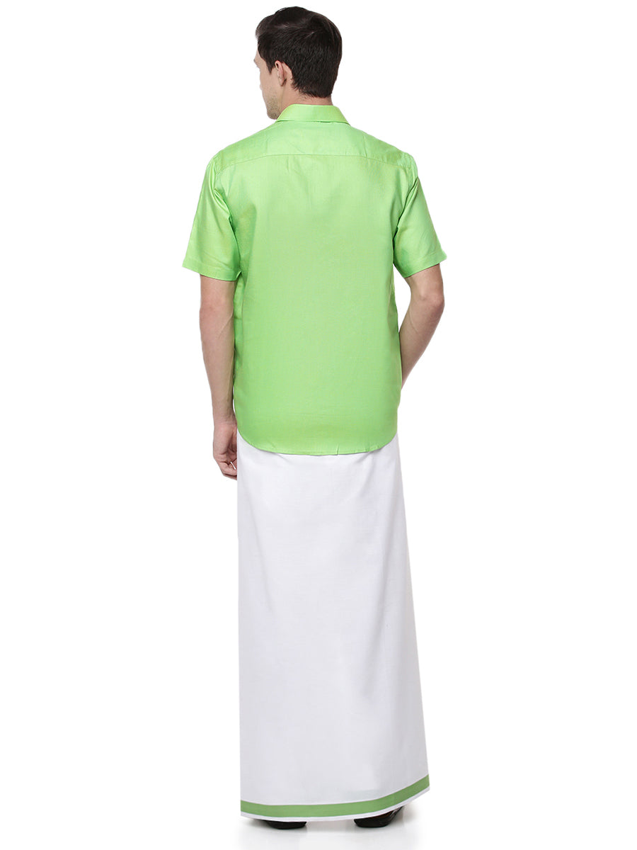 Mens Readymade Dhoti with Matching Shirt Half L Green C104-Back view