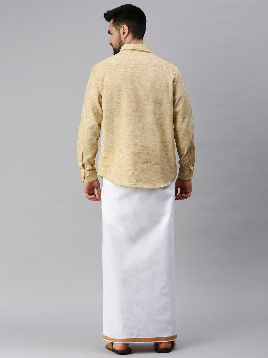 Mens Matching Border Dhoti & Full Sleeves Shirt Set Trendy CC1-Back view