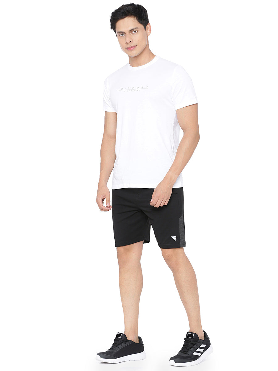 Men's Black Super Combed Cotton Smart Fit One Side Zipper Shorts-Full view