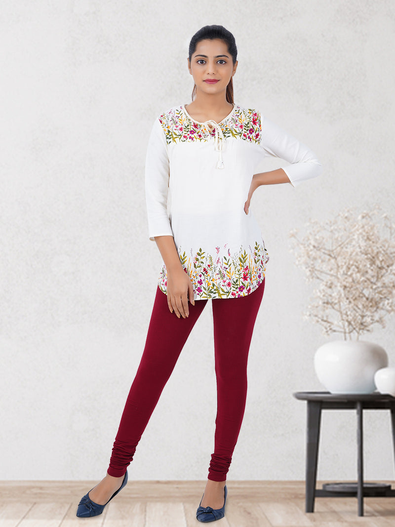 Churidar Fit Mixed Cotton with Spandex Stretchable Leggings Maroon
