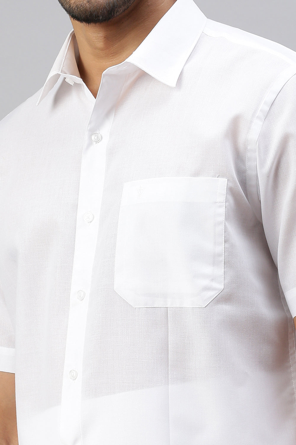 Mens Spill Resistant Guard 100% Cotton White Shirt Half Sleeves Elite Cotton-Zoom view