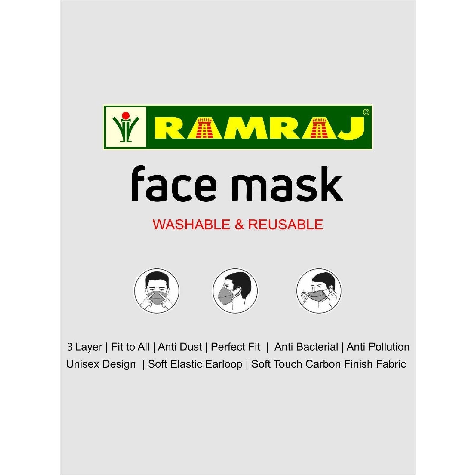 Woven White Face Mask - 3 Layer [ 6 Pcs Pack ]