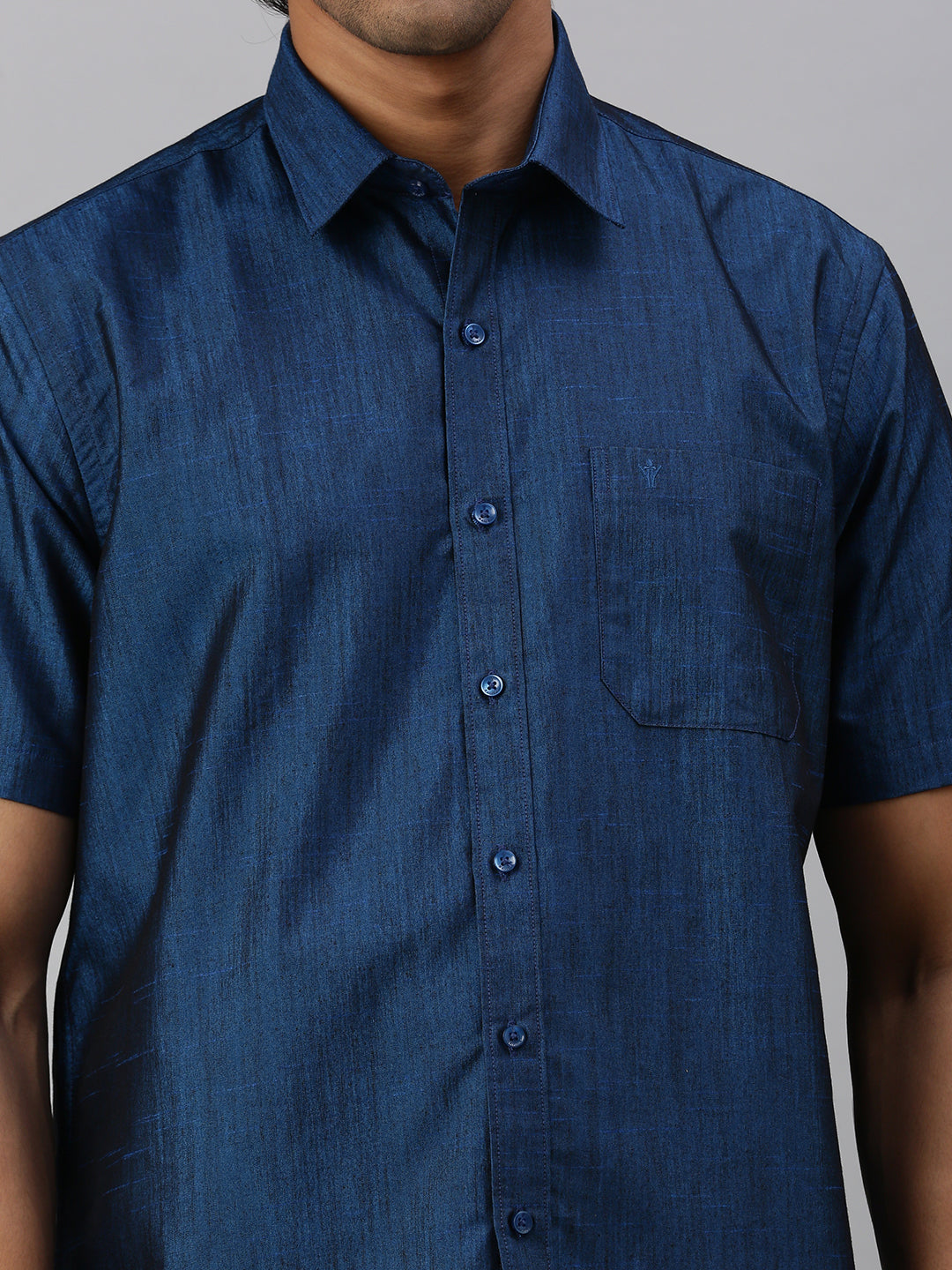 Mens Matching Jari Border Dhoti & Shirt Set Half Sleeve VB9-Zoom view