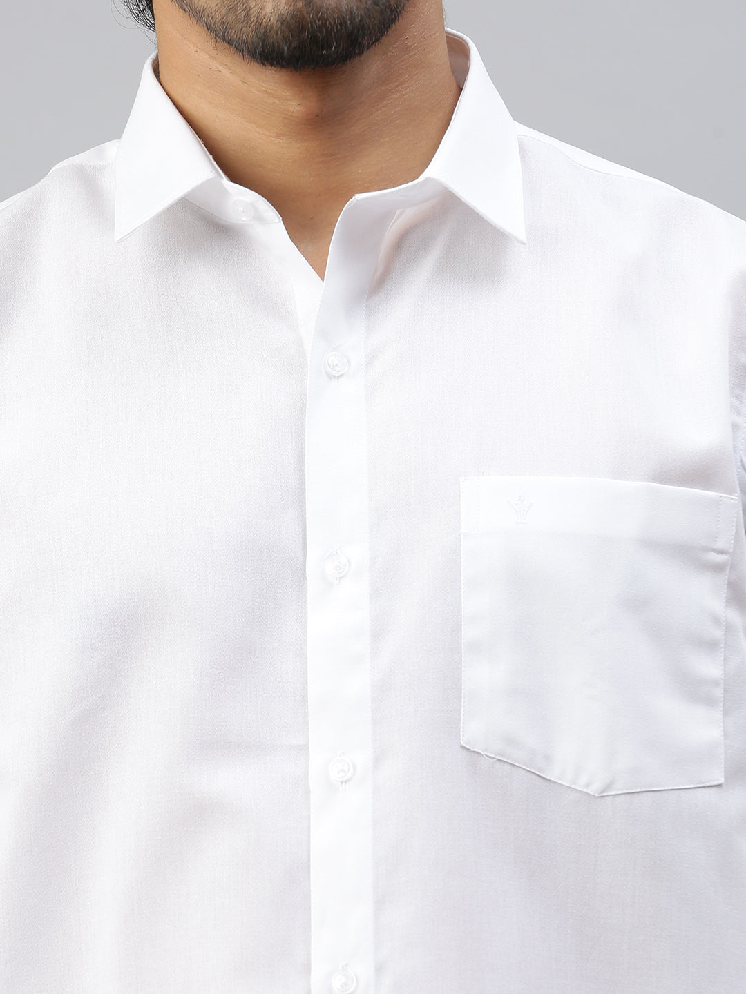 Mens Poly Cotton Full Sleeves Prestigious Fit White Shirt Minister -Zoom view