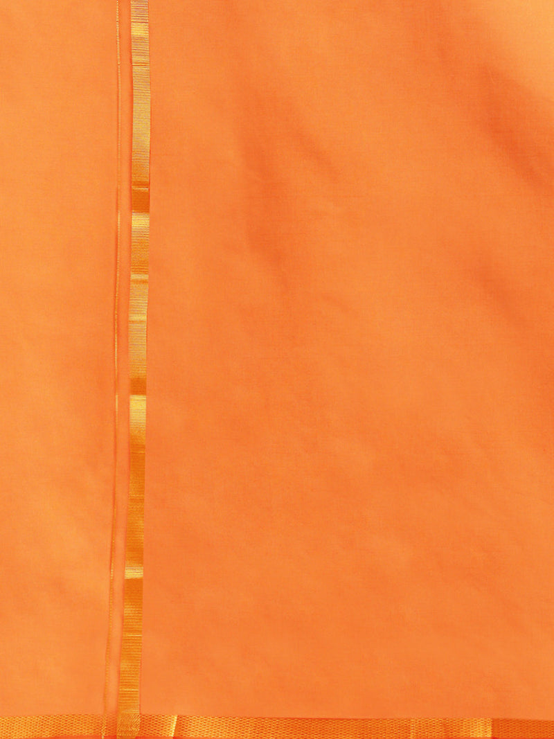 Mens Color Dhoti with 3/4" Gold Jari Border Daisy Colour 1