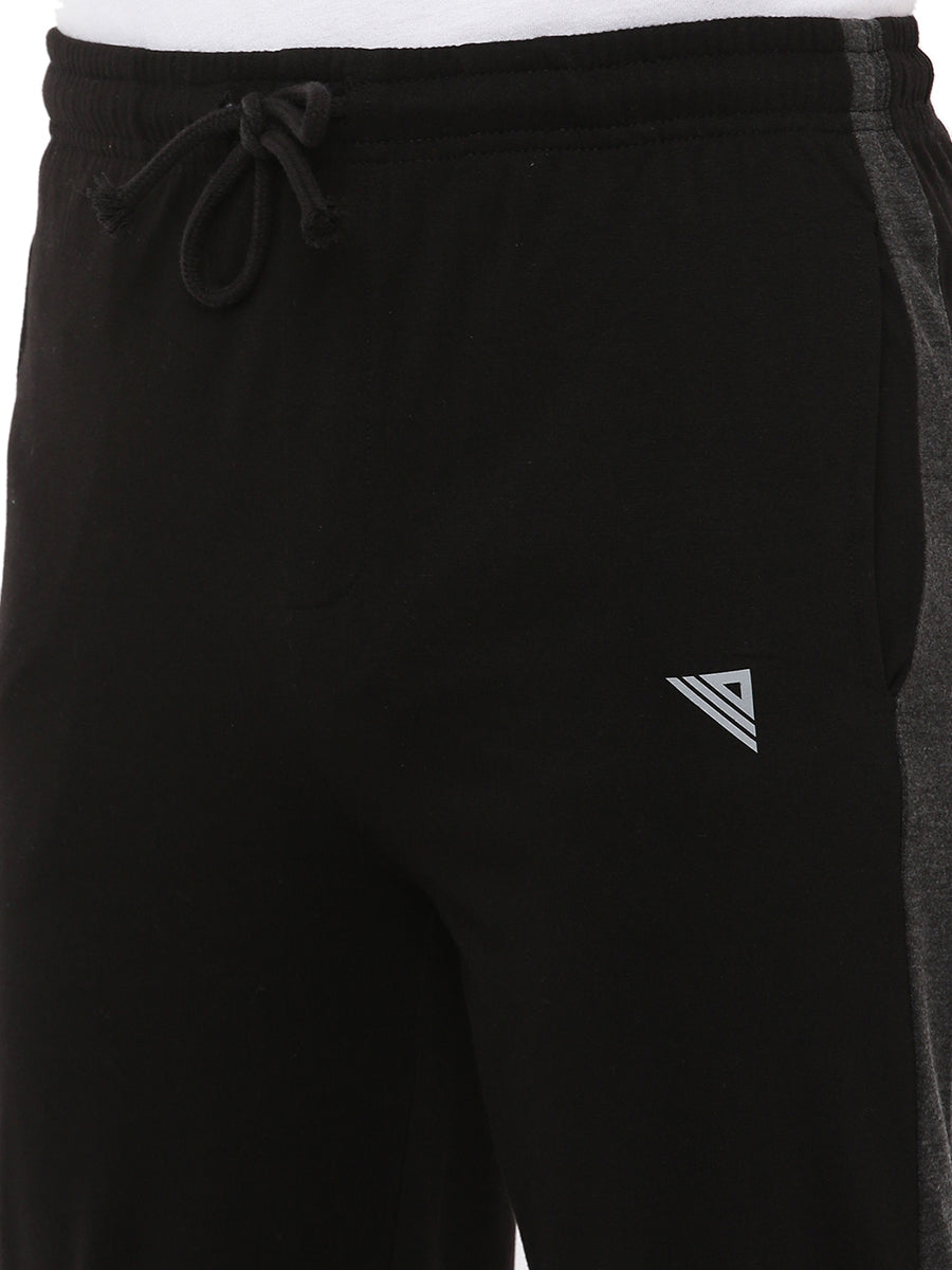 Super Combed Cotton Side Sew Panel Smart Fit Trackpants Black-Zoom view