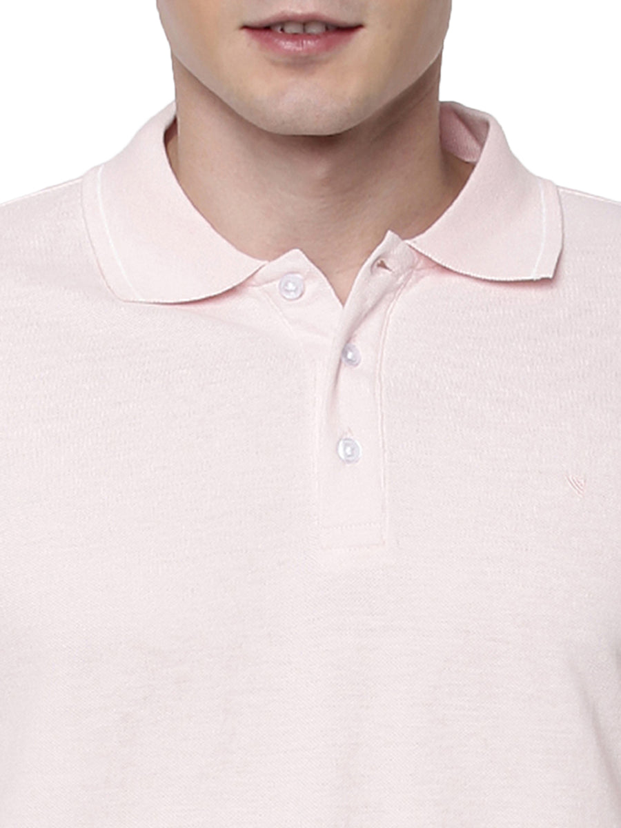 Men's Pink Super Combed Cotton Half Sleeves Polo T-Shirt-Zoom view