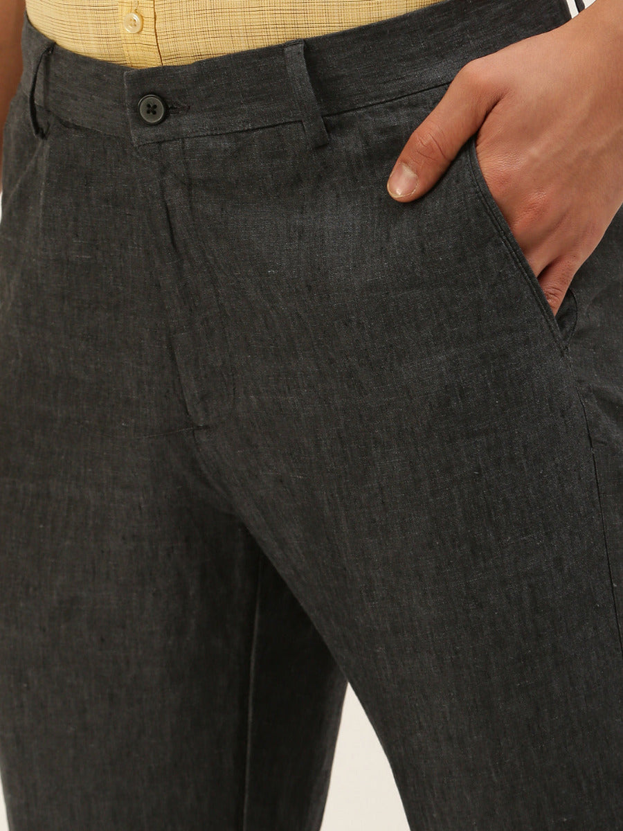 Mens Linen Pant Dark Grey-Zoom view