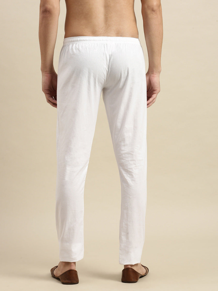 Mens Cotton White Kurta Pants-Back view