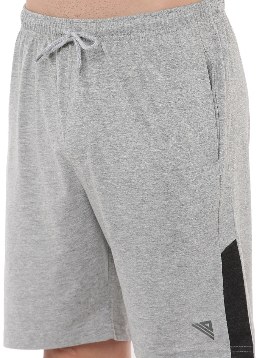 Super Combed Cotton Smart Fit One Side Zipper Shorts Grey Melange-zoom view