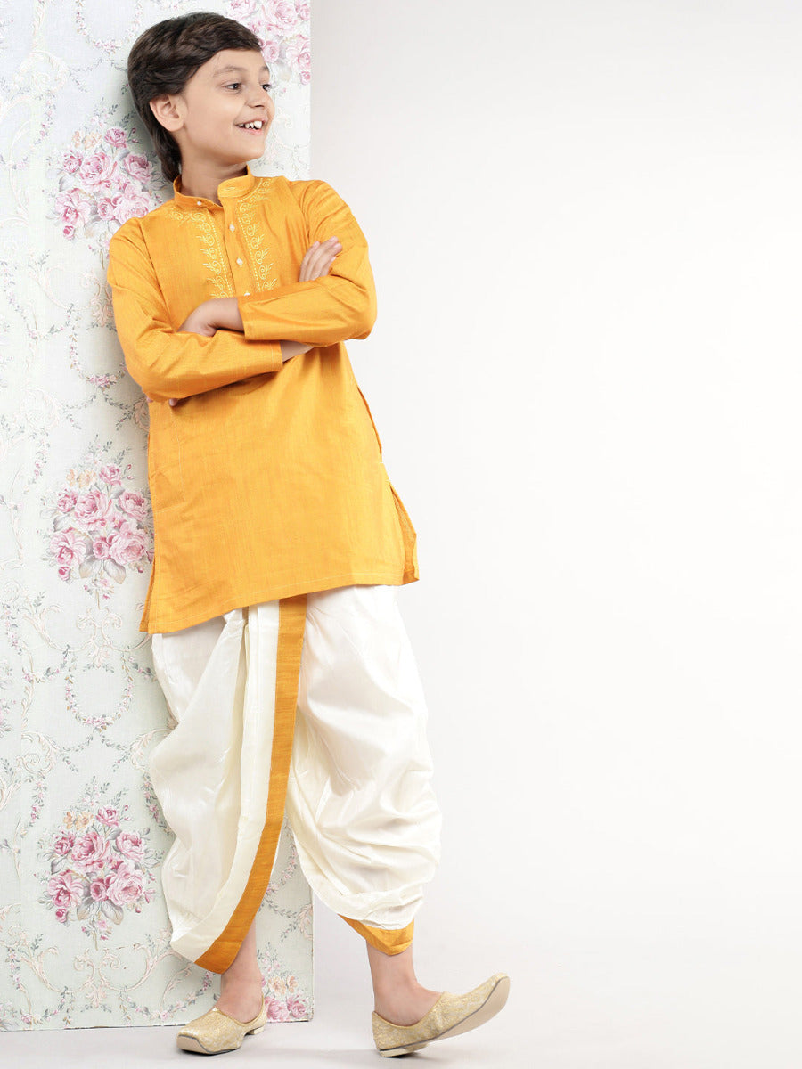 Boys Matching Kurta & Panchakacham Joy Set Mustard VB2