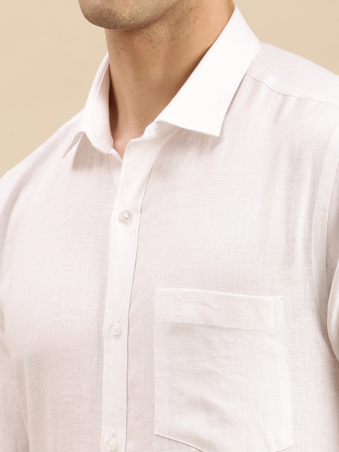 Mens Smart Fit Cotton White Shirt Half Sleeves Challenge -Zoom view