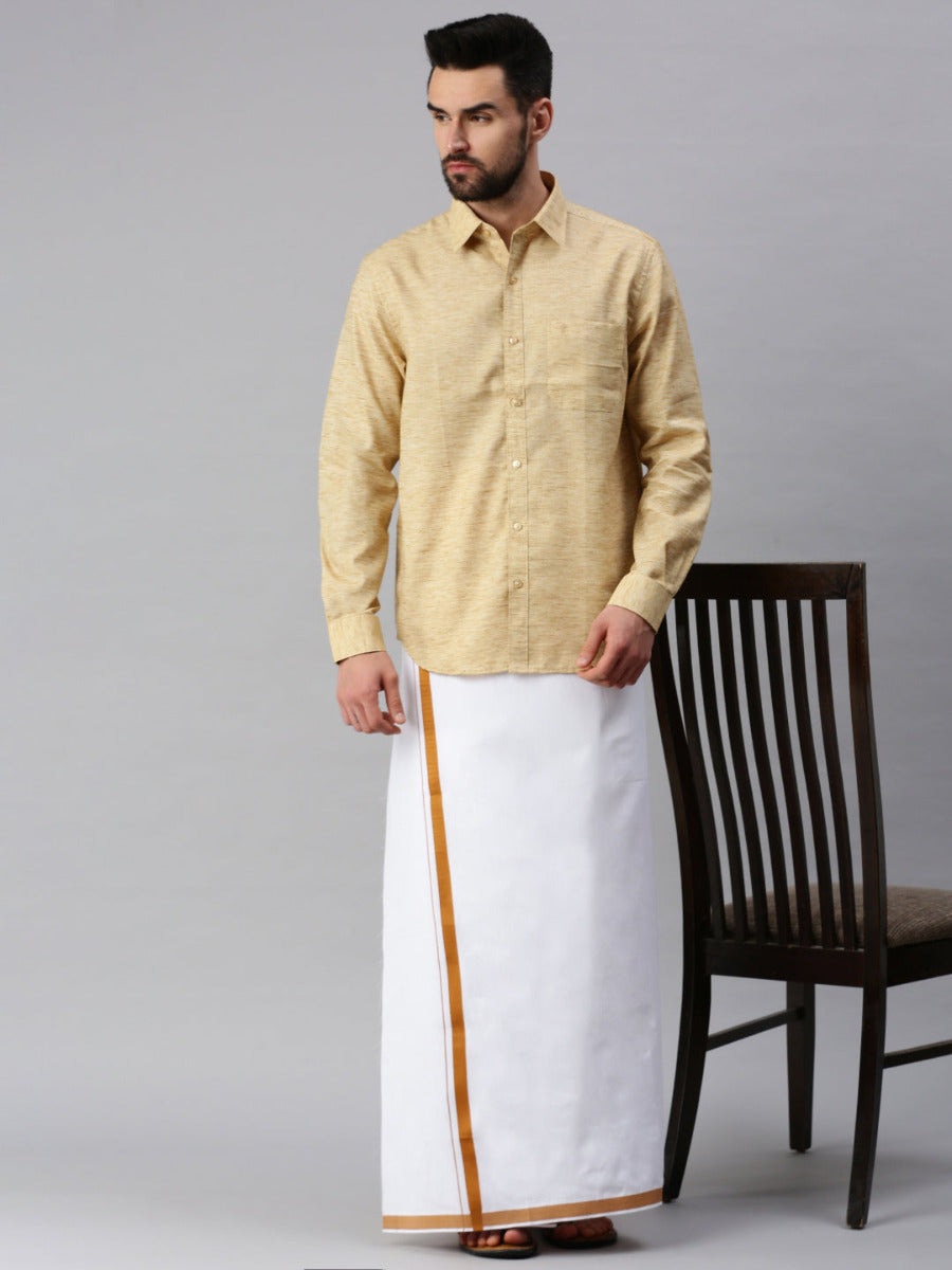 Mens Matching Border Dhoti & Full Sleeves Shirt Set Trendy CC1-Full view