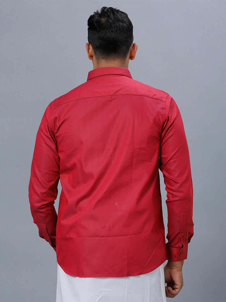Mens Formal Shirt Full Sleeves Strong Red T30 TF6-Back view