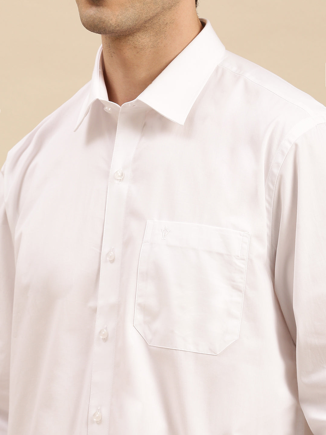 Mens Cotton White Shirt Full Sleeves 100% Cotton -Zoom view