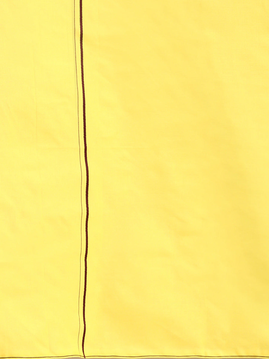 Mens Color Dhoti with Small Border Sudhan Yellow-Zoom view