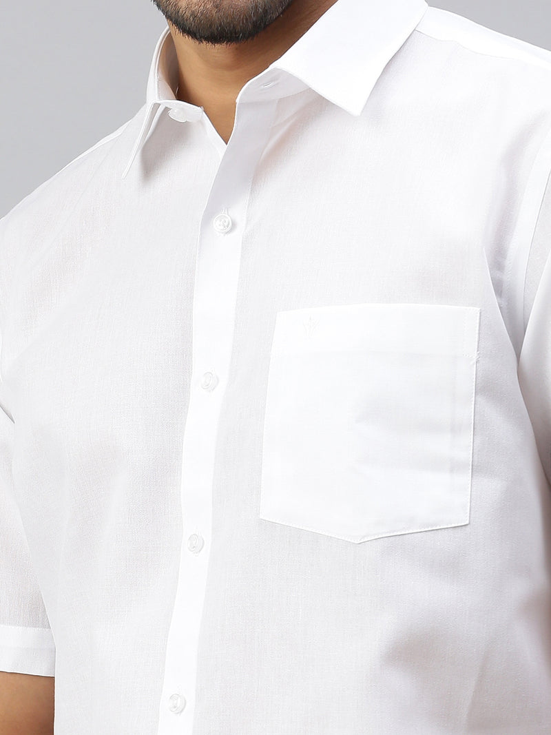 Mens Poly Cotton Half Sleeves Prestigious Fit White Shirt Minister