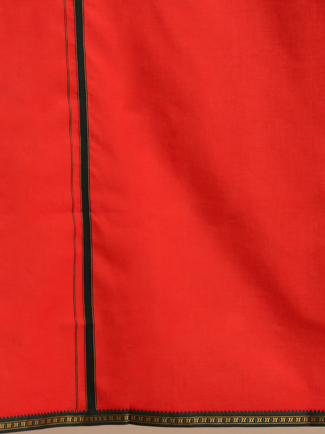 Mens Color Dhoti with Big Border Mercury Red-Close view