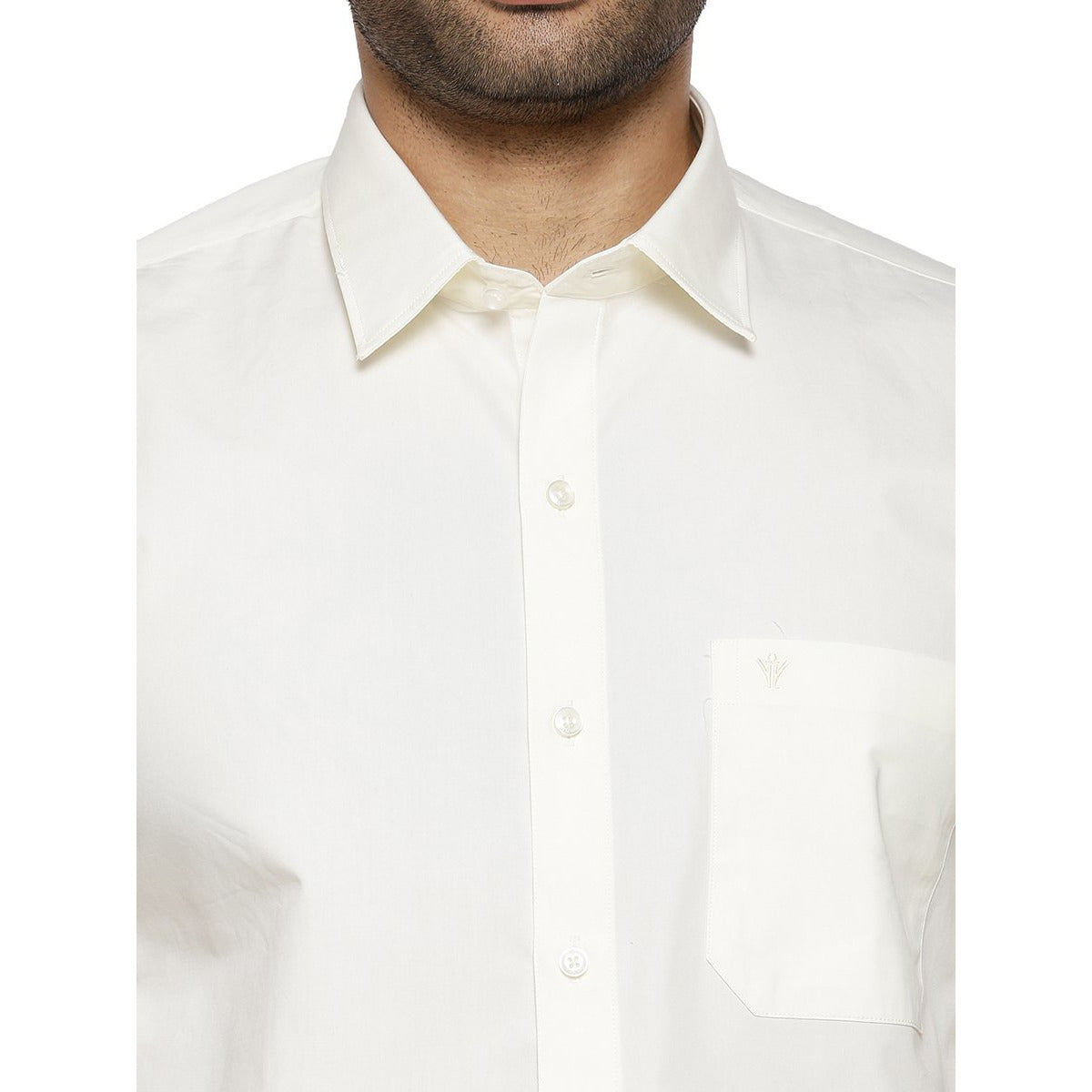 Mens Cotton Cream Shirt Half Sleeves Sammantham-Zoom view