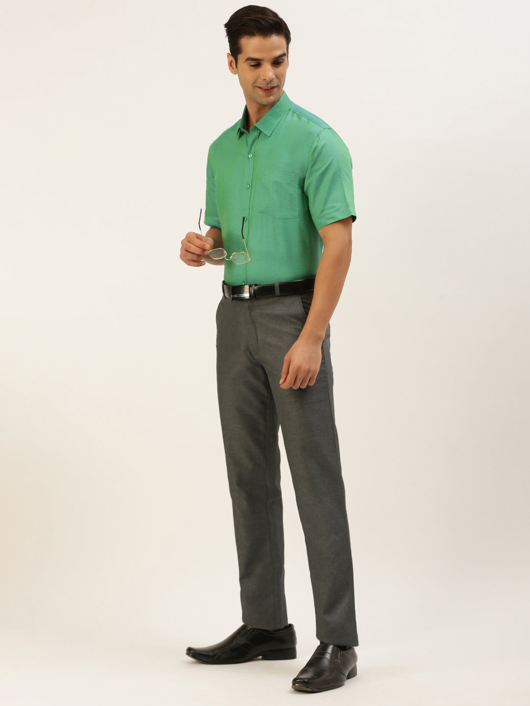 Mens Formal Shirt Half Sleeves Green CY10-Full view