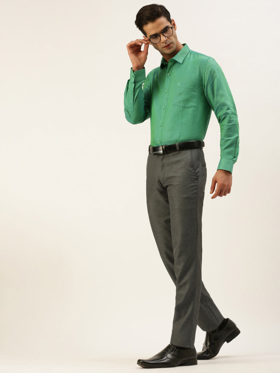 Mens Formal Shirt Full Sleeves Green CY10-Front view