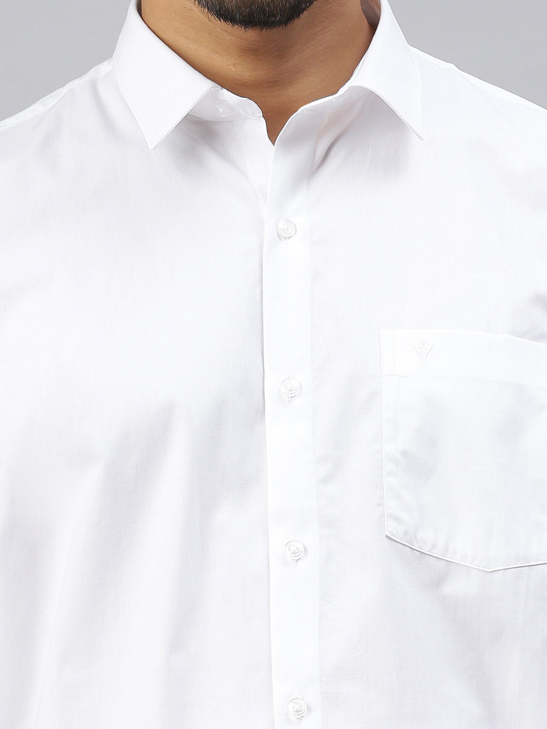 Mens 100% Cotton White Shirt Half Sleeves Breeze Cotton -Zoom view