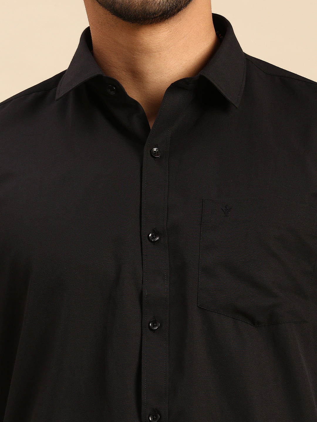 Men Devotional Black Half Sleeves Shirt & Dhoti Set