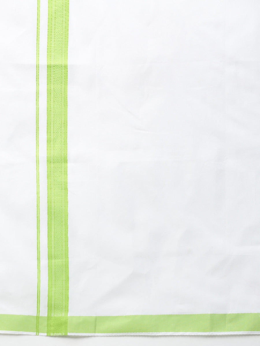 Mens Matching Border Adjustable Dhoti & Full Sleeves Shirt Set Green CC4-Border view