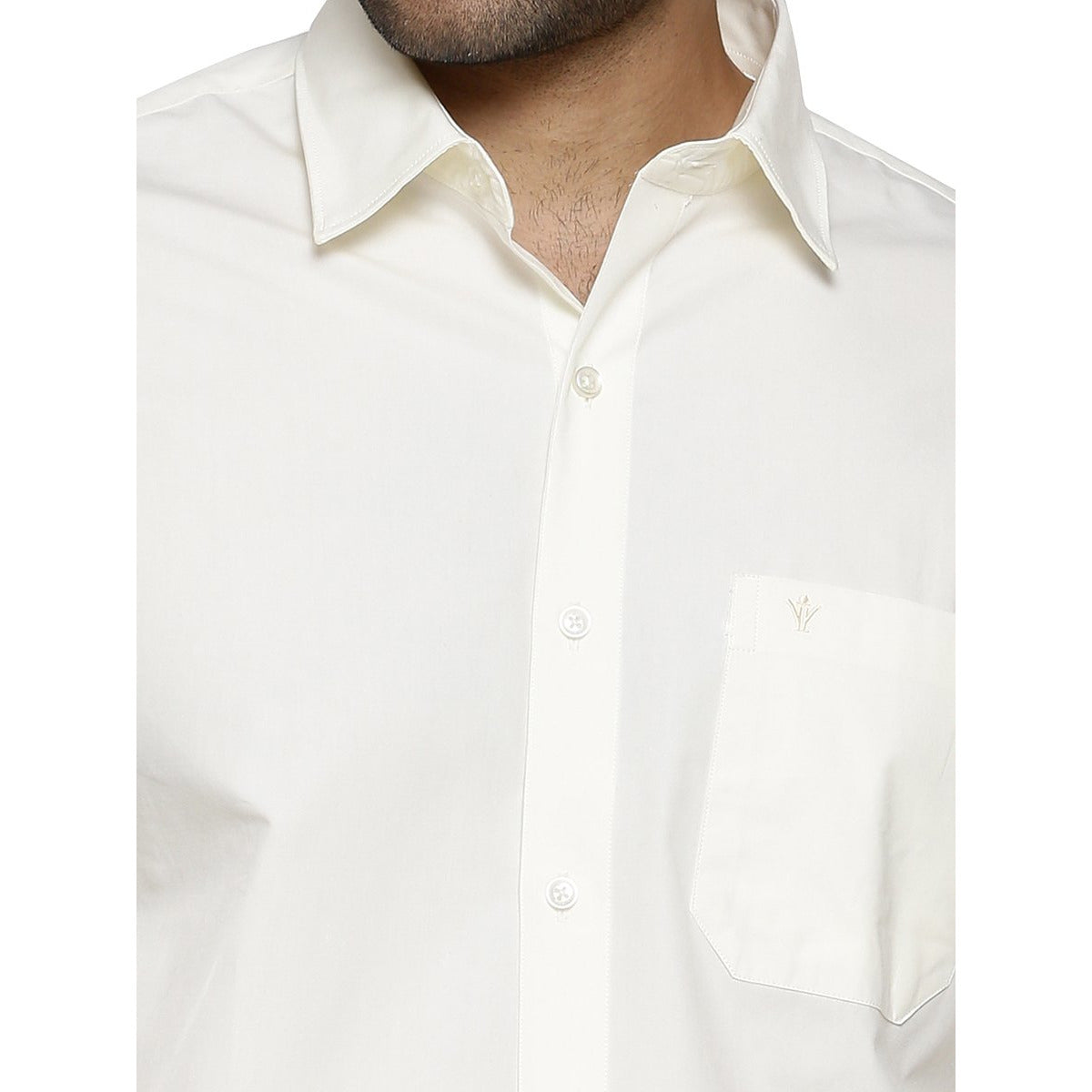 Mens Cotton Cream Shirt Full Sleeves Sammantham-Zoomview