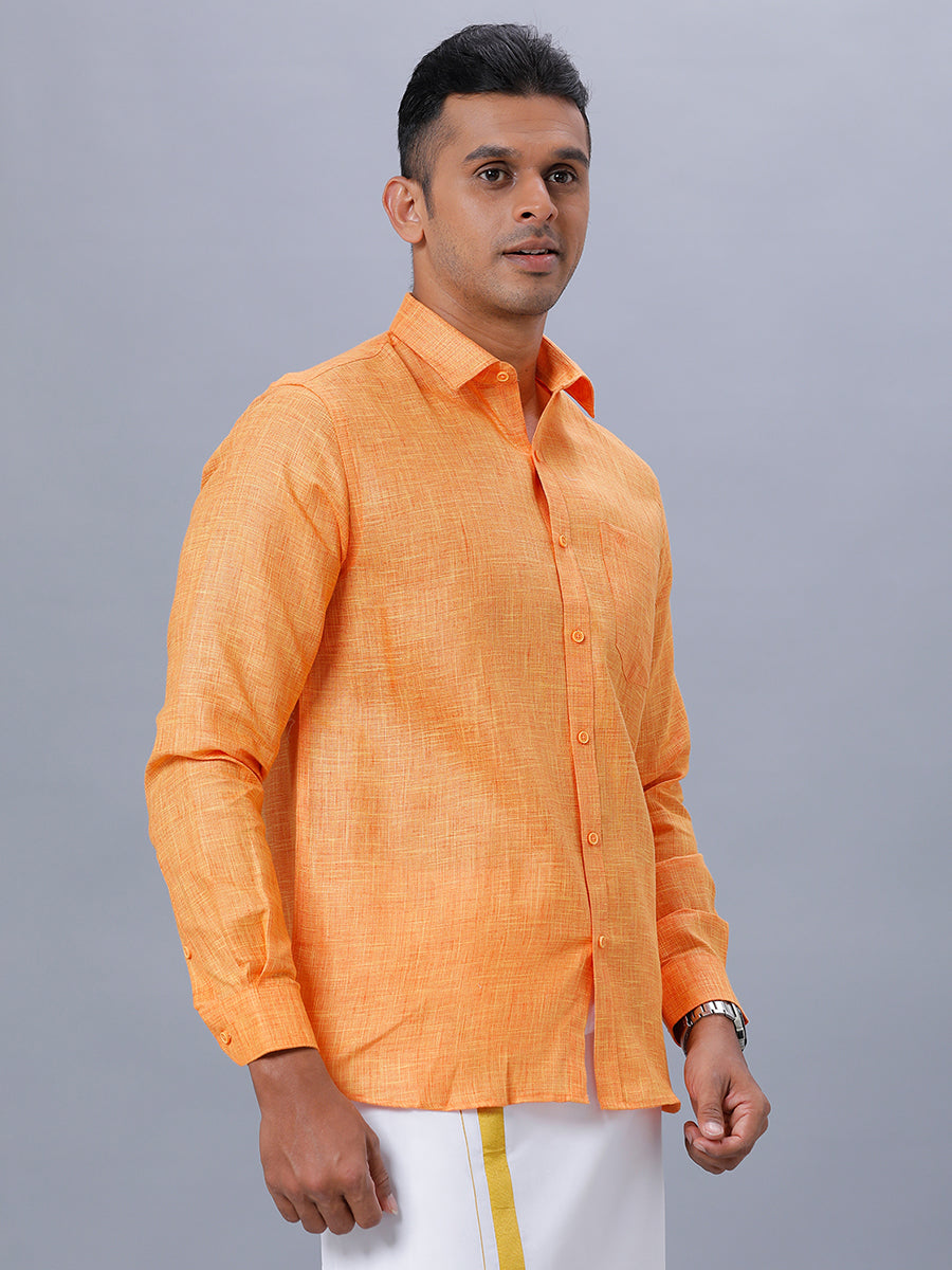 Mens Formal Full Sleeves Orange Shirt T38 TN2-Side view