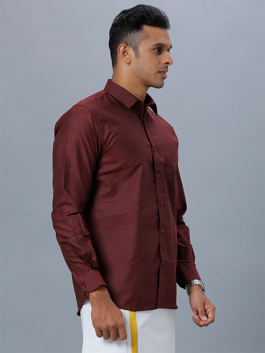 Mens Formal Shirt Full Sleeves Magenta Red T29 TE6-Side alternative view