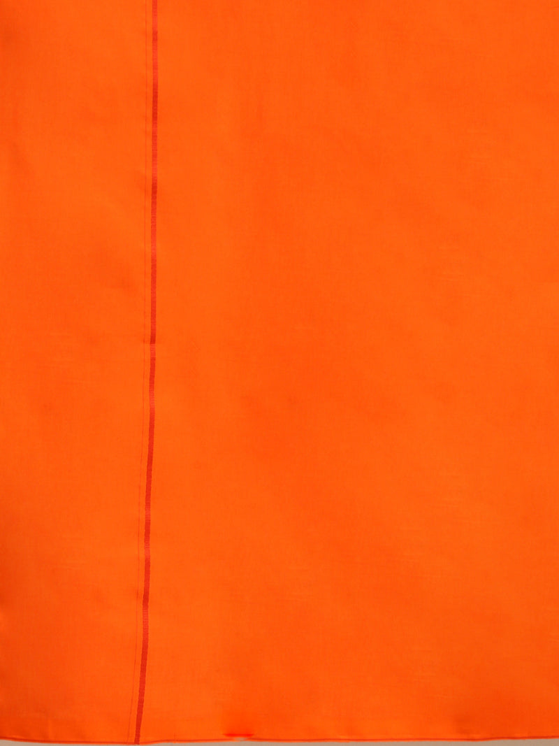 Mens Color Dhoti with Small Border Golden Orange