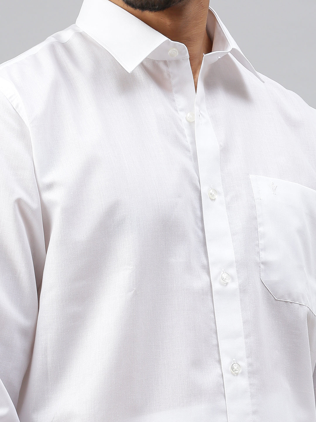 Mens 100% Cotton White Shirt Full Sleeves Breeze Cotton -Zoom view