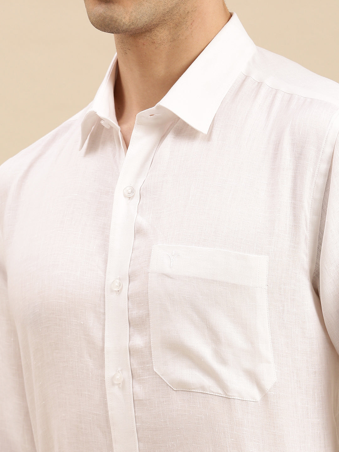 Mens Smart Fit 100% Cotton White Shirt Full Sleeves White Trend -Zoom view
