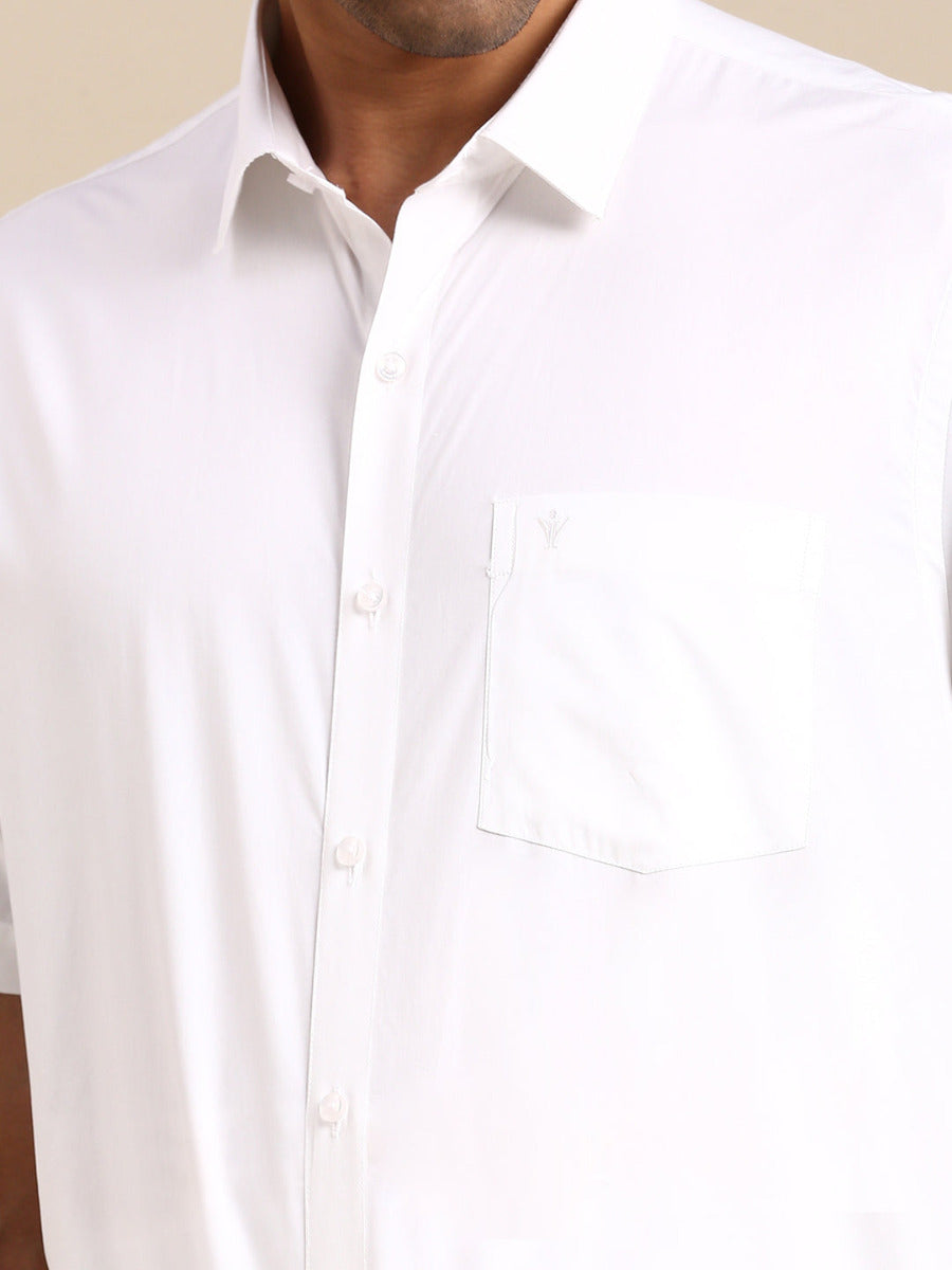 Mens Premium 100% Cotton White Shirt Half Sleeves Majestic-Zoom view