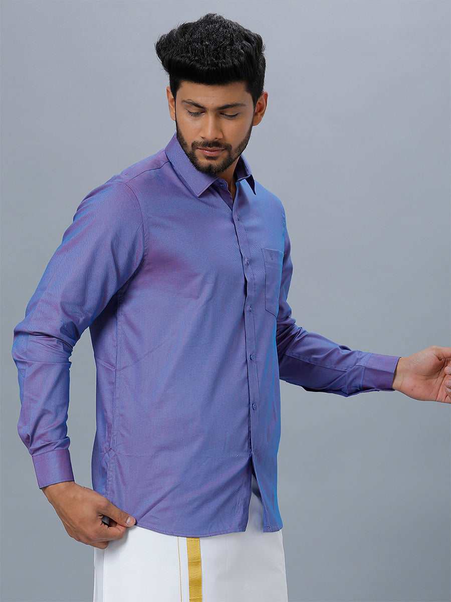 Mens Cotton Formal Shirt Full Sleeves Purple TF1-Sidealternative view