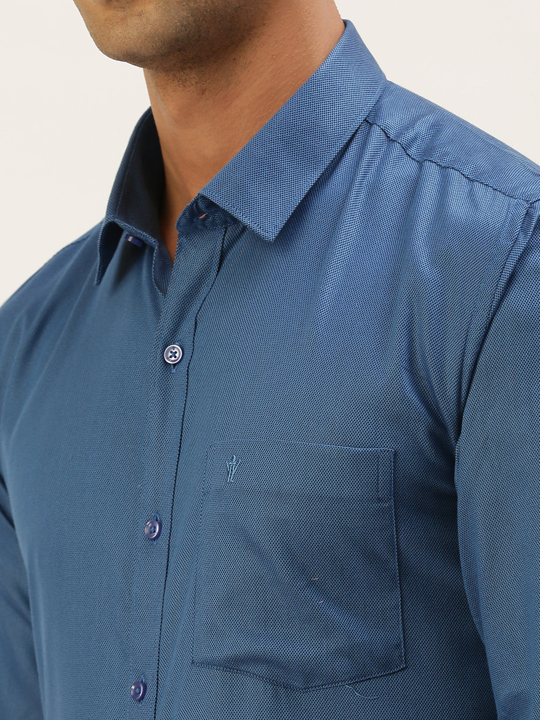 Mens Cotton Formal Shirt Full Sleeves Blue TF7-Zoom view
