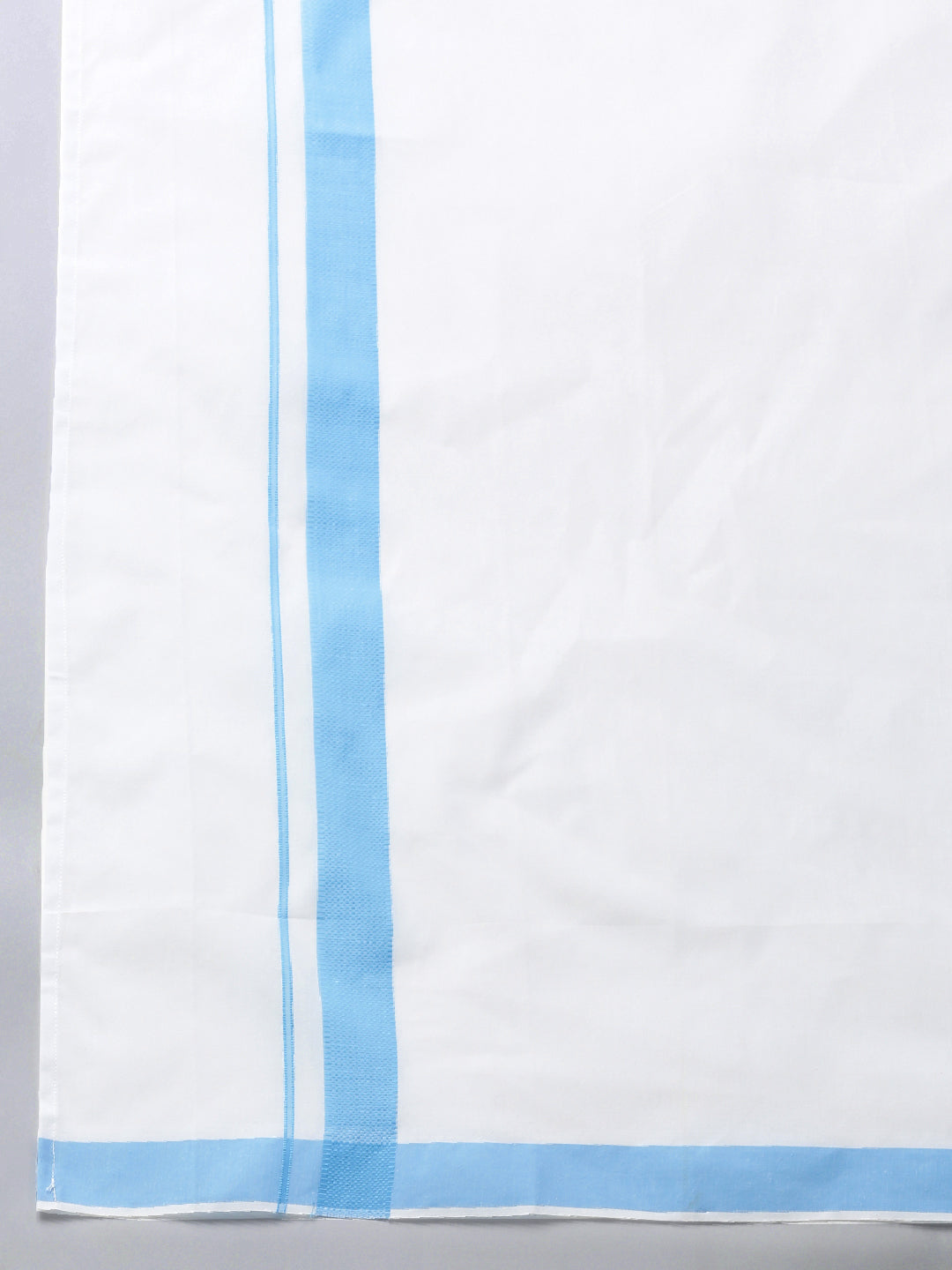 Mens Matching Border Adjustable Dhoti & Half Sleeves Shirt Set Blue CC5-Bottom view