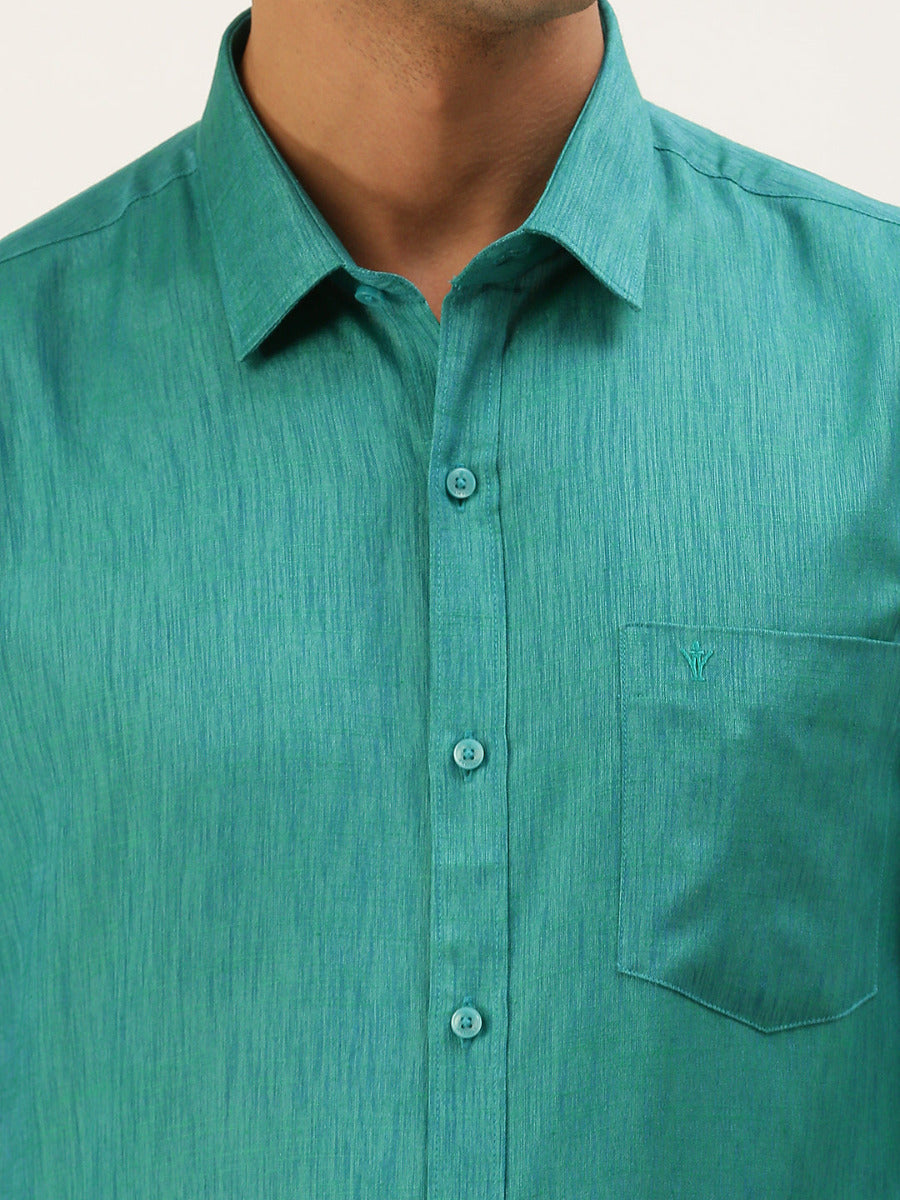 Mens Formal Shirt Full Sleeves Plus Size Green T12 CK13-Zoom view