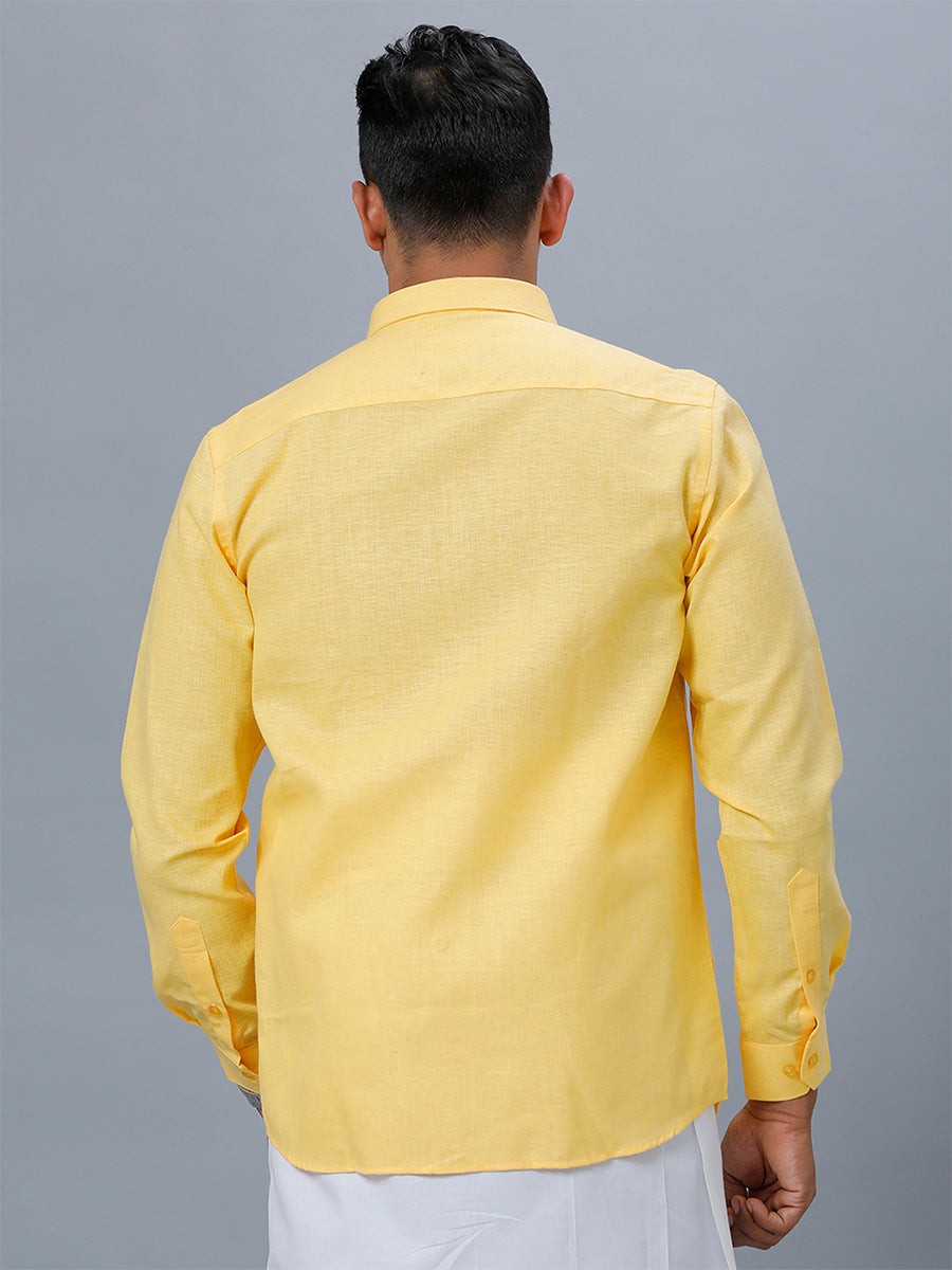 Mens Formal Shirt Full Sleeves Yellow T26 TB4-Back view